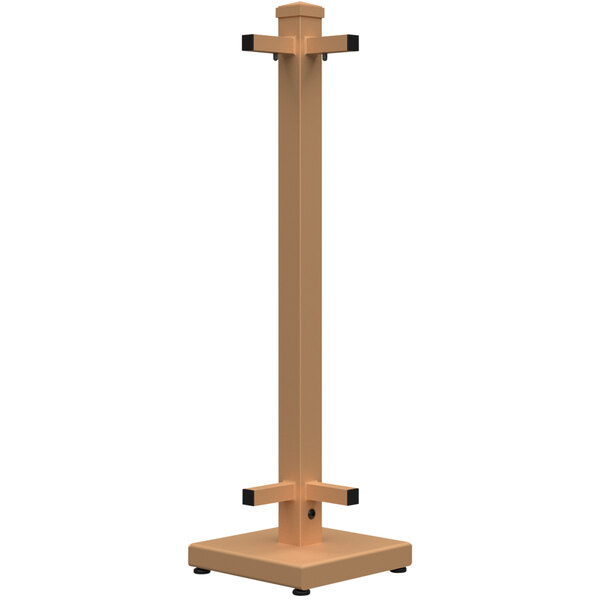 A brown wooden SelectSpace corner stand with a pole.