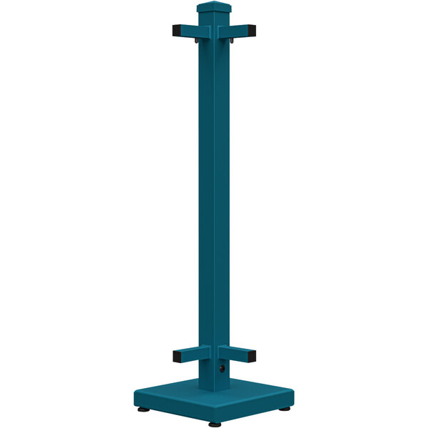 A teal metal SelectSpace corner stand with black legs.