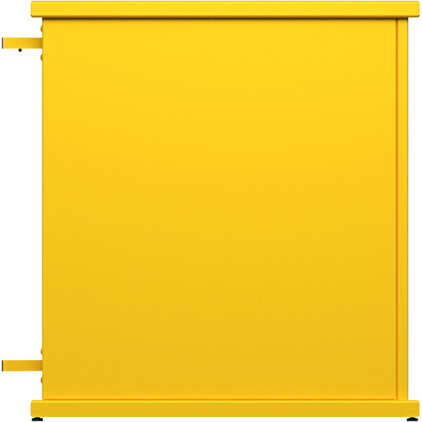 A yellow rectangular SelectSpace end planter with circle top cut-outs.