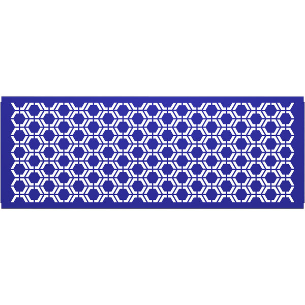 A royal blue rectangular partition panel with white hexagons in a hexagonal pattern.