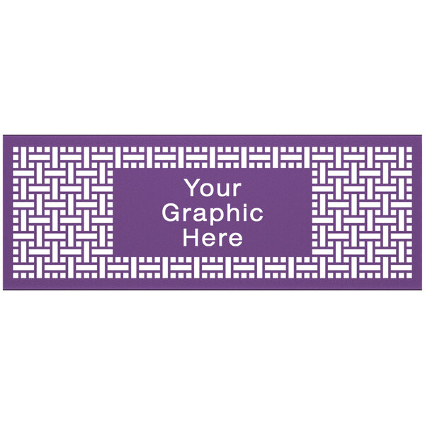 A purple square partition panel with a white weave pattern.