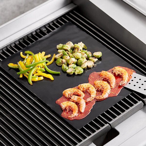 Mr. Bar-B-Q 15 3/4 x 13 Non-Stick Black Reusable BBQ Grill Mat