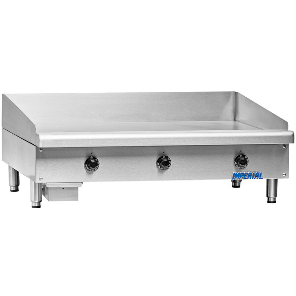 A large stainless steel Imperial Countertop Electric Griddle.