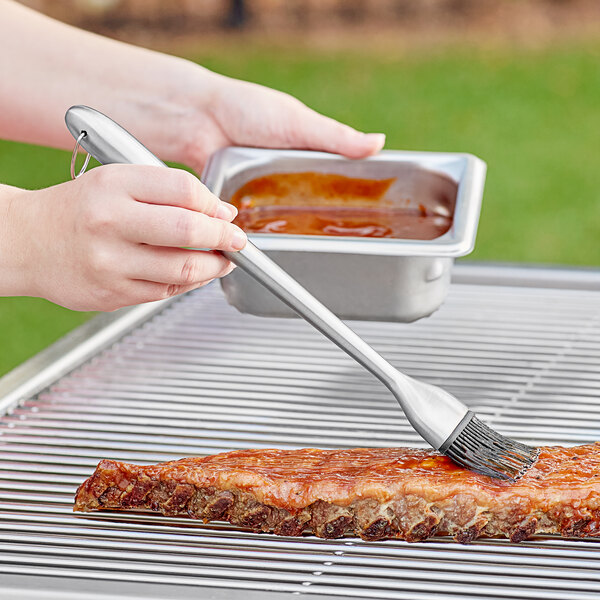 Backyard Pro 12" Silicone Bristle BBQ Basting Brush with Stainless Steel Handle