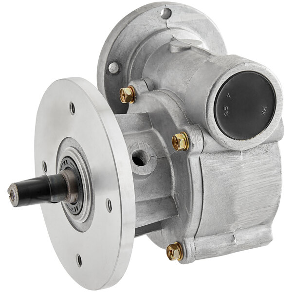 An Avantco gear box with a metal disc inside.