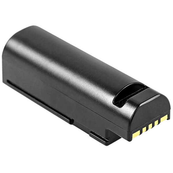 A close-up of a black Zebra BTRY-36IAB0E-00 battery with yellow centers.