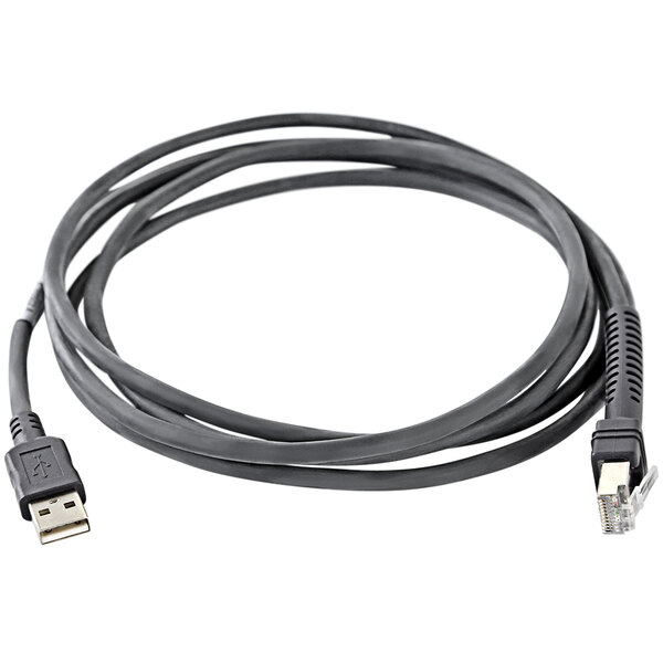 A black Zebra USB cable with a white Series A connector.
