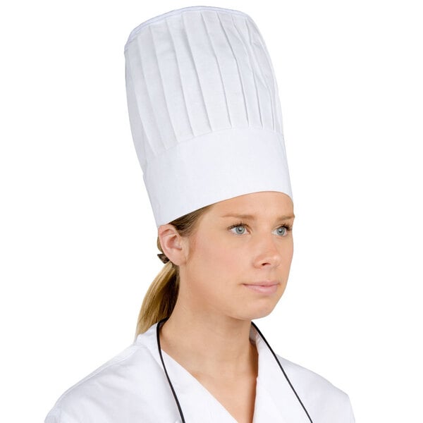 Men Tall Chef's Hat High Quality Original Traditional Kitchen Chefwear Cap White 