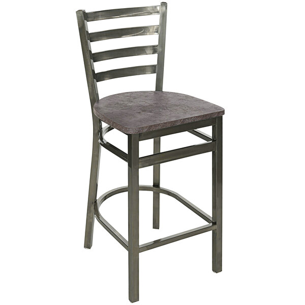 A BFM Seating metal barstool with a copper seat.