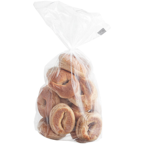 A clear plastic bag of Original Bagel whole wheat mini bagels.