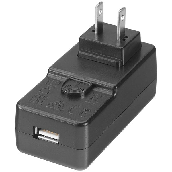 A black Zebra USB power supply with two plugs.