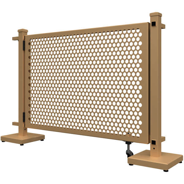 A beige metal SelectSpace gate with a circle pattern and straight and corner stands.