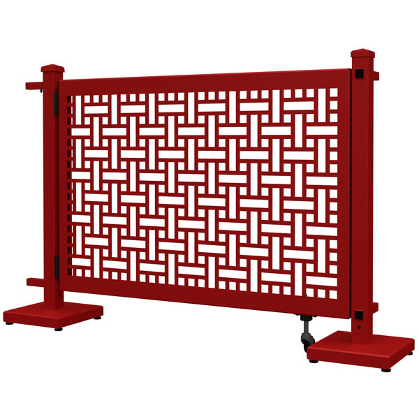 A red square weave pattern SelectSpace gate with straight and corner stands.