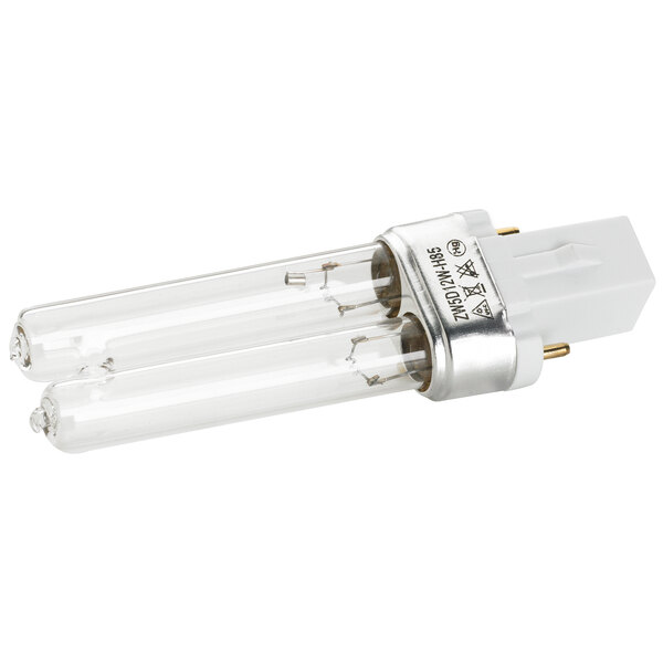 A close-up of two white Guardian Technologies UV-C light bulbs.