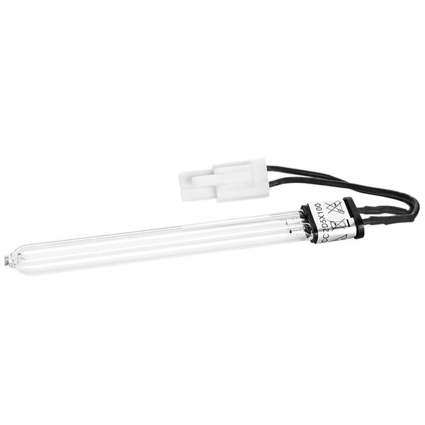 A clear Guardian Technologies UV-C light bulb with a black cord.