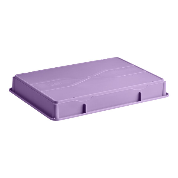 A purple heavy-duty polypropylene dough proofing box measuring 18 by 26 by 3 inches, designed to be allergen-free.