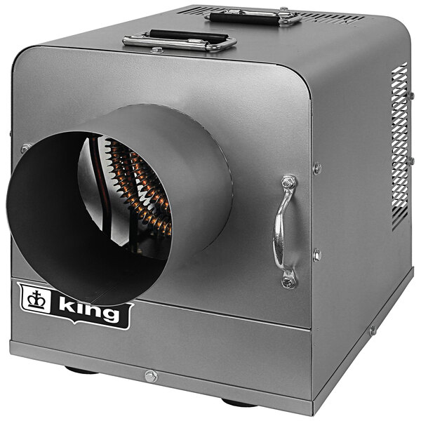 A grey rectangular King Electric ducted portable industrial unit heater with a vent.