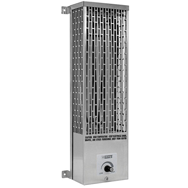 A King stainless steel pumphouse heater with a knob on a metal box.