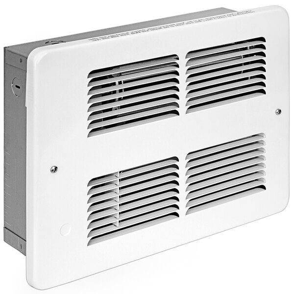 A white King Electric wall mounted horizontal heater with a vent.