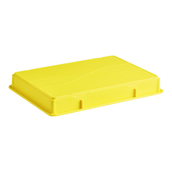 A yellow heavy-duty polypropylene dough proofing box lid designed to fit an 18" x 26" x 3" box.