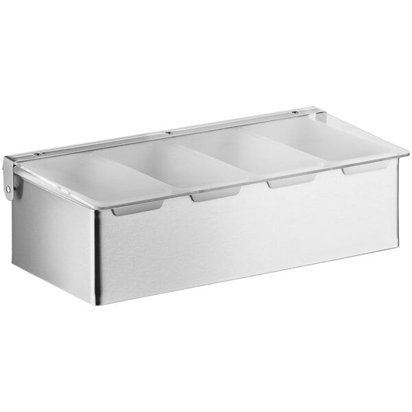 Choice 4-Compartment Satin Finish Stainless Steel Condiment Bar