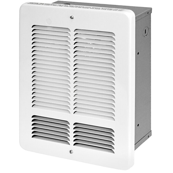 A white King Electric wall vertical heater with a vent.