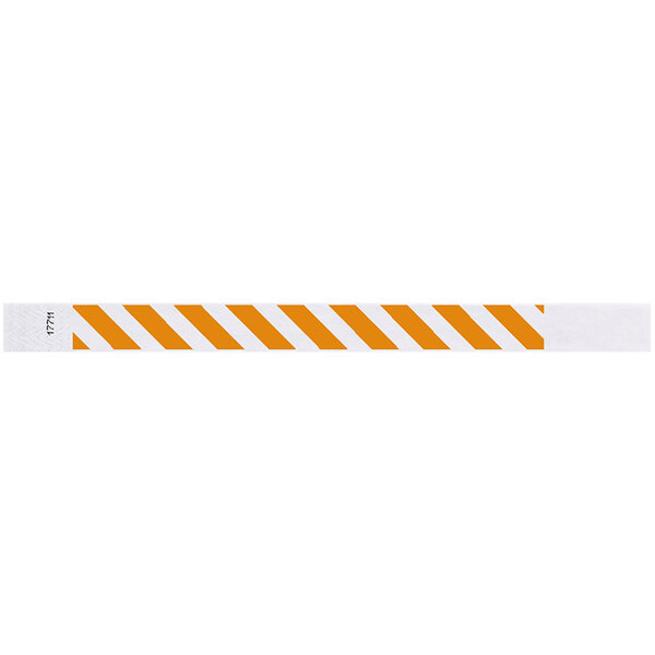 Carnival King Neon Orange Striped Disposable Tyvek® Wristband 3/4" x 10" - 500/Bag