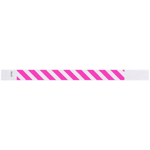 Carnival King Neon Pink Striped Disposable Tyvek® Wristband 3/4 x 10 -  500/Bag