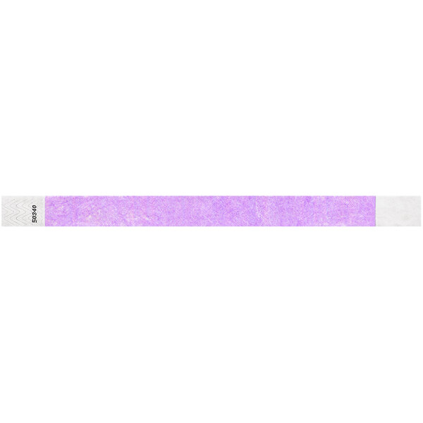 A light purple wristband with white stripes.