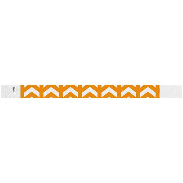 Carnival King Neon Orange Arrows Up Disposable Tyvek® Wristband 3/4" x 10" - 500/Bag