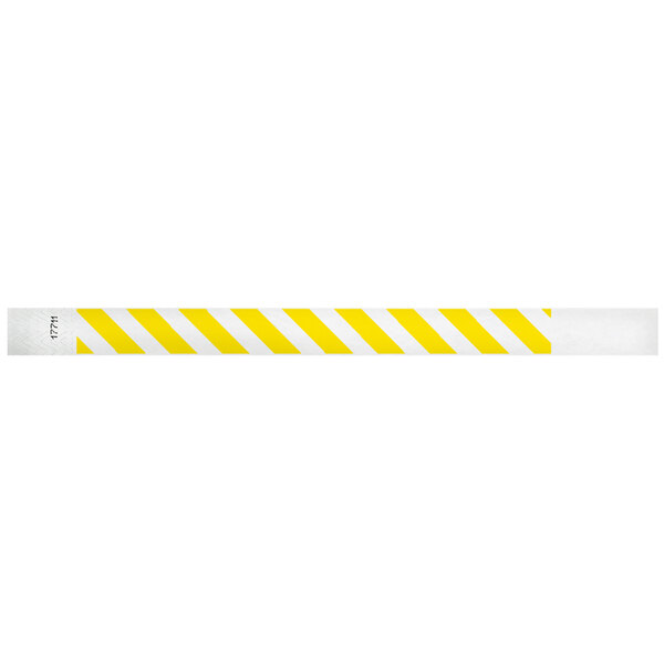 Carnival King Neon Yellow Striped Disposable Tyvek® Wristband 3/4" x 10" - 500/Bag