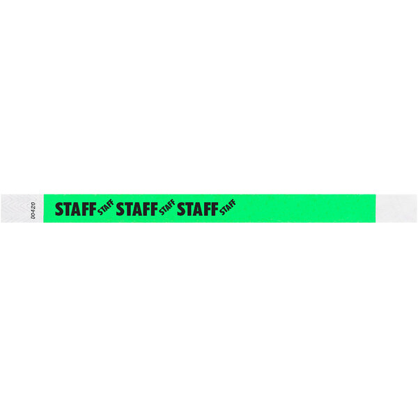 Carnival King Mint Green "STAFF" Disposable Tyvek® Wristband 3/4" x 10" - 500/Bag