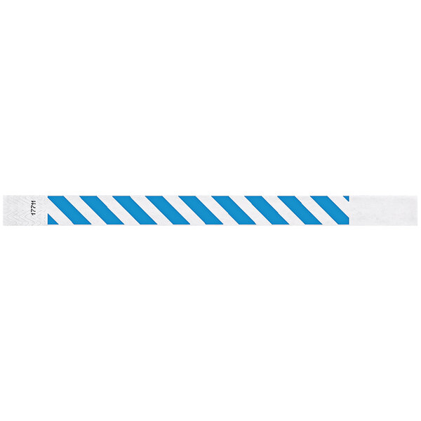 Carnival King Neon Blue Striped Disposable Tyvek® Wristband 3/4" x 10" - 500/Bag