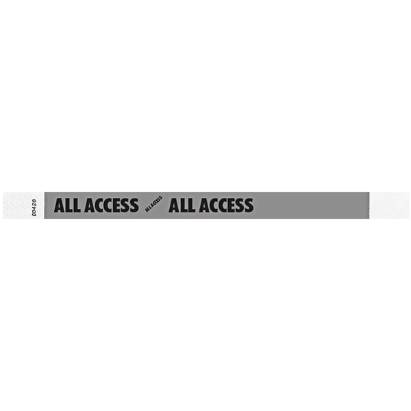 Carnival King Silver "ALL ACCESS" Disposable Tyvek® Wristband 3/4" x 10" - 500/Bag