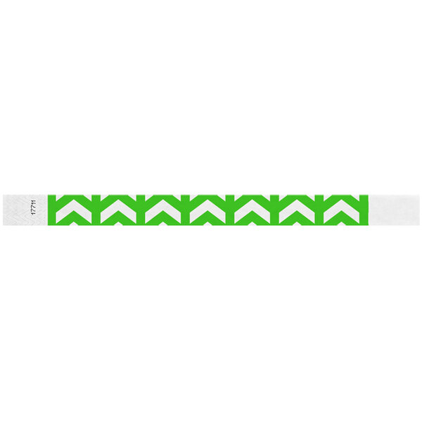 Carnival King Neon Green Arrows Up Disposable Tyvek® Wristband 3/4" x 10" - 500/Bag