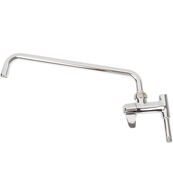 A chrome Equip by T&S add-on faucet with a long metal arm.