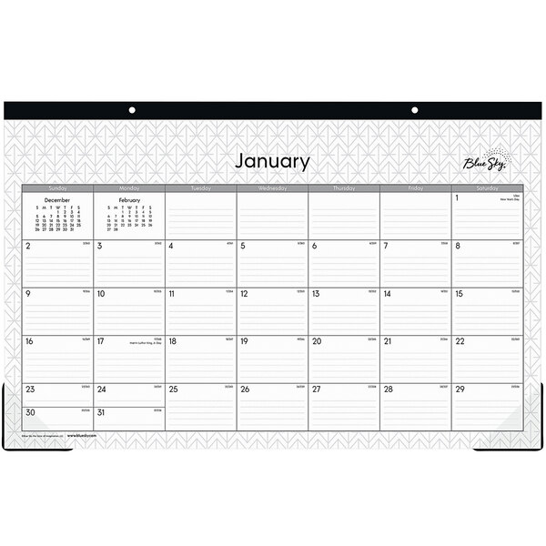 17 x 11 110398-21 Passages Ruled Blocks Blue Sky 2021 Monthly Desk Pad Calendar Two-Hole Punched 