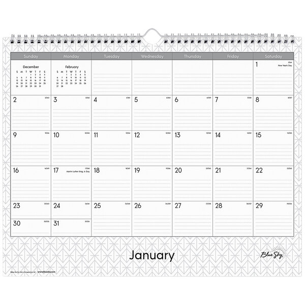 A Blue Sky 2024 monthly wall calendar page with January on it.