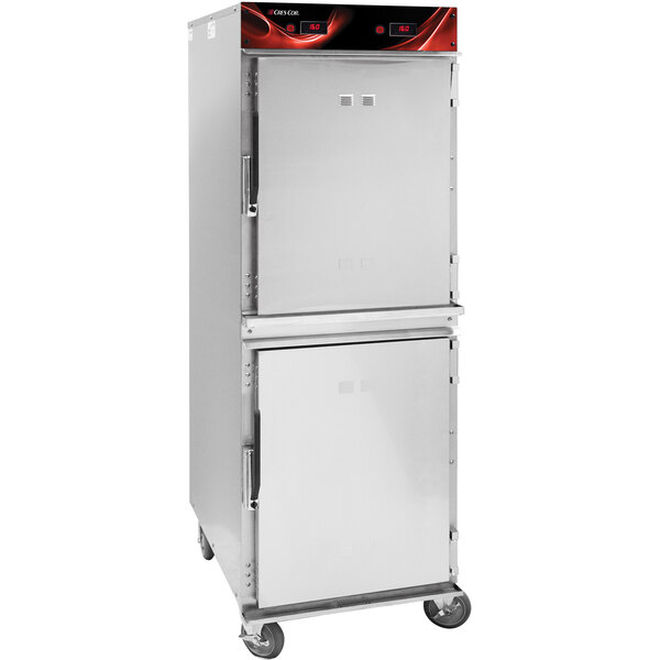 A stainless steel Cres Cor hot cabinet with two doors.