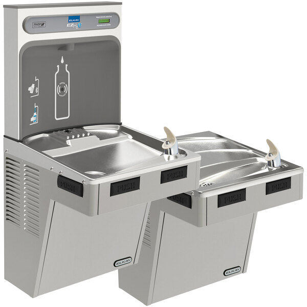 Elkay EMABFTLDDWSLK ezH20 Light Gray Hands-Free Non-Filtered Bottle Filling Station with Bi-Level Drinking Fountain