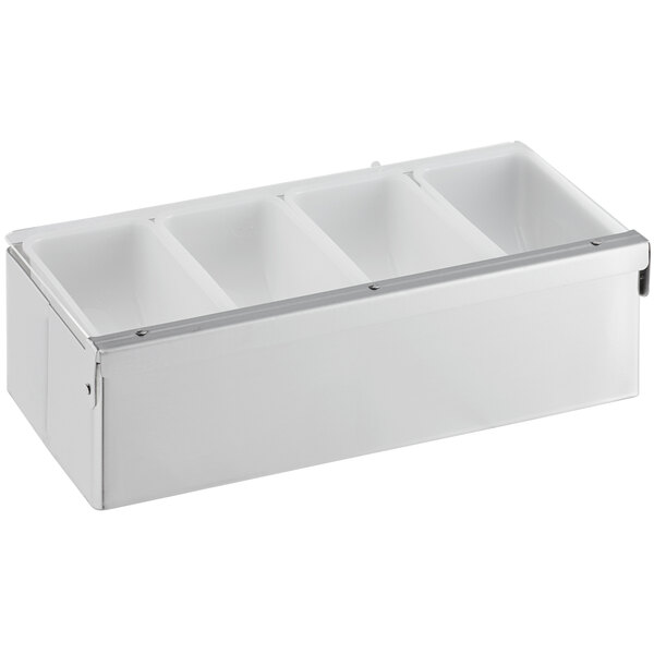Tablecraft 4-Compartment Stainless Steel Condiment Bar with (4) 1 Pint ...