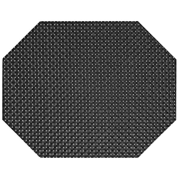 Front of the House Metroweave 14" x 11" Black Large Basketweave Woven Vinyl Rectangle Placemat