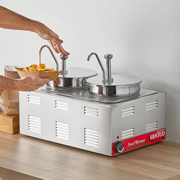 Avantco 7 Qt. Stainless Steel Condiment Pump with Inset