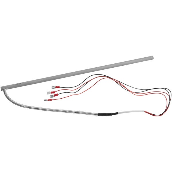 A white wire with red and white wires attached to it.