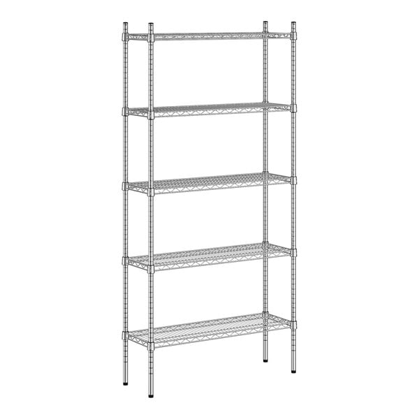 A Regency stainless steel wire shelving unit with four shelves.