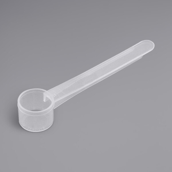 A polypropylene measuring scoop with a medium plus handle.
