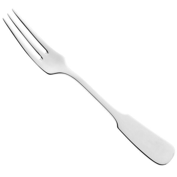 A RAK Porcelain Classik stainless steel cake fork with a white handle.