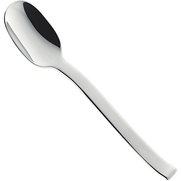 A silver RAK Porcelain Massilia teaspoon with a white handle.