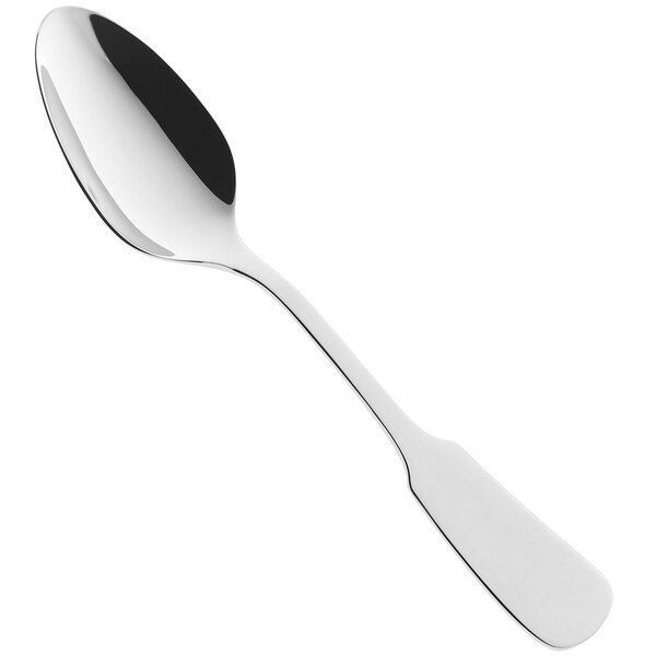 A RAK Porcelain Classik stainless steel dessert spoon with a silver handle.