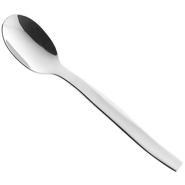 A RAK Porcelain Nabur stainless steel demitasse spoon with a silver handle.